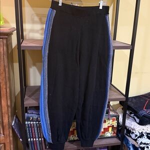 Free People NWT Knit Black Balloon Leg Joggers Sweatpants Pull On Side Stripe
